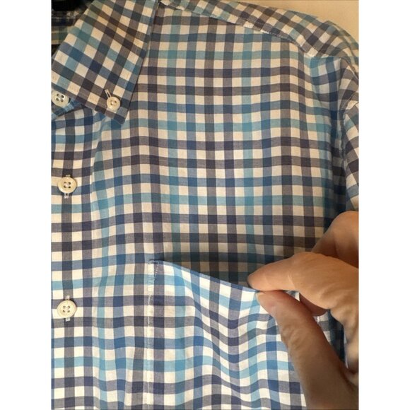 Johnnie O Hangin’ Out Men’s Caiden Blue Plaid Button Down Shirt Sz L Beach - Picture 3 of 12